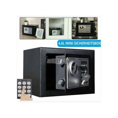 Coffre Fort à Serrure Électronique Avec Code PIN et 2 Clés, Fixations Murales et au sol